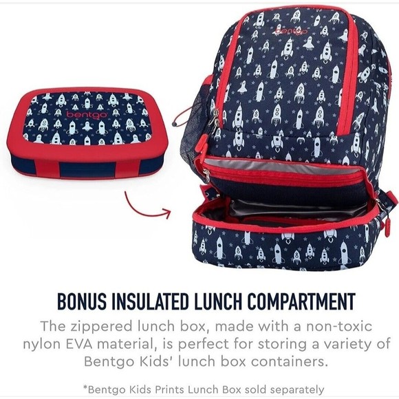 Bentgo Kids Prints 2-in-1 Backpack Lunch Bag Insulated Space Rockets School - Picture 6 of 14